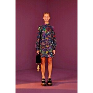 Farm Rio Mini Dress, Long Sleeve, Amazonia, Rainforest, Size Small, New